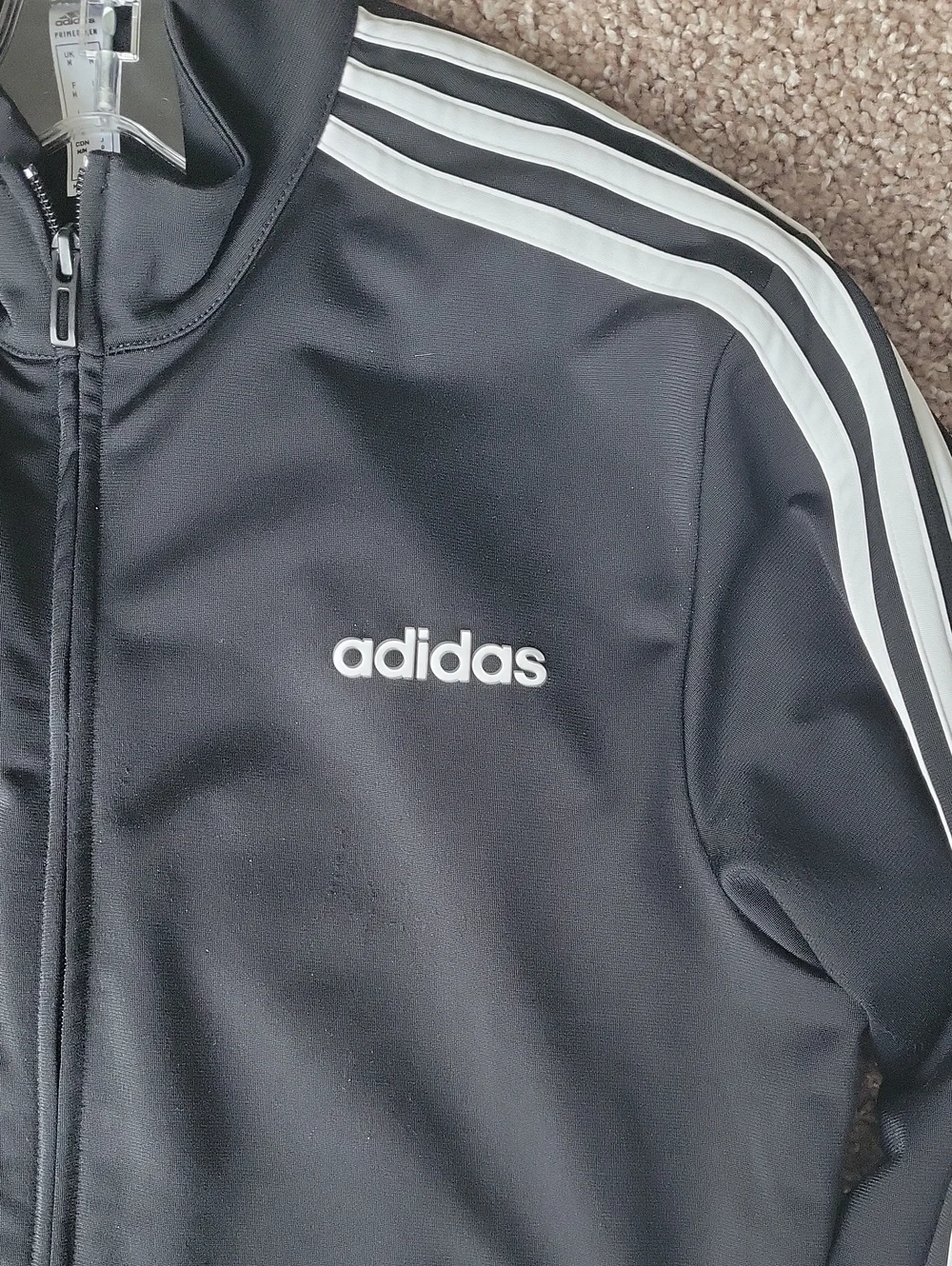 adidas Black Track Jacket with White Three Stripes